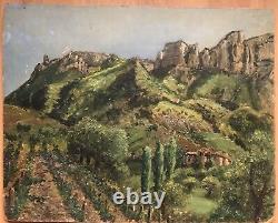 Tableau Peinture Originale huile Paysage Montagnes XIXème Siècle