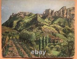Tableau Peinture Originale huile Paysage Montagnes XIXème Siècle