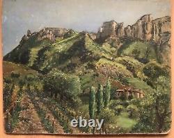Tableau Peinture Originale huile Paysage Montagnes XIXème Siècle