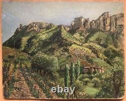 Tableau Peinture Originale huile Paysage Montagnes XIXème Siècle