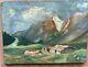 Tableau Peinture à L'huile De L'artiste Alessandrin 1942 Paysage Montagnes