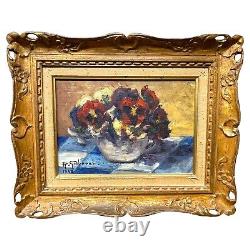 Tableau Signé Roger Griboval Huile Sur Panneau Bois Nature Morte