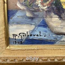 Tableau Signé Roger Griboval Huile Sur Panneau Bois Nature Morte