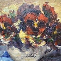 Tableau Signé Roger Griboval Huile Sur Panneau Bois Nature Morte