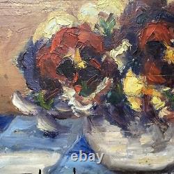 Tableau Signé Roger Griboval Huile Sur Panneau Bois Nature Morte