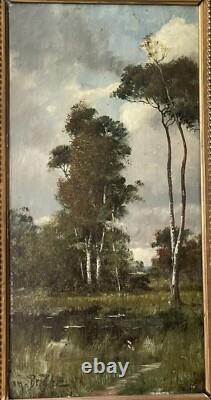 Tableau XIXÈme Huile Sur Bois Signée Berghe Dans Le Goût De Barbizon