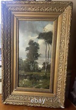 Tableau XIXÈme Huile Sur Bois Signée Berghe Dans Le Goût De Barbizon