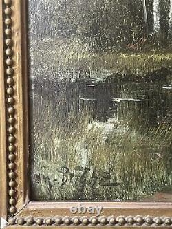 Tableau XIXÈme Huile Sur Bois Signée Berghe Dans Le Goût De Barbizon