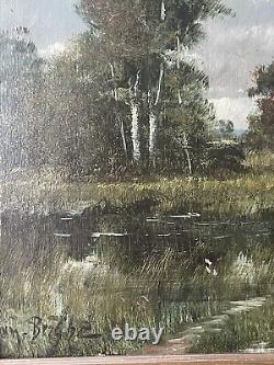 Tableau XIXÈme Huile Sur Bois Signée Berghe Dans Le Goût De Barbizon