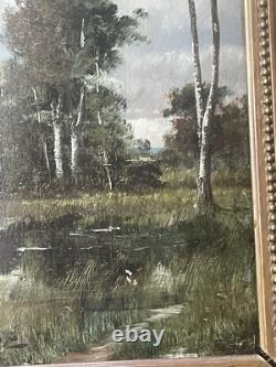 Tableau XIXÈme Huile Sur Bois Signée Berghe Dans Le Goût De Barbizon