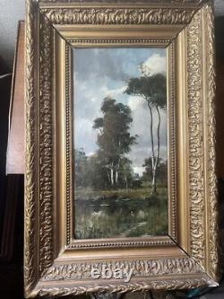 Tableau XIXÈme Huile Sur Bois Signée Berghe Dans Le Goût De Barbizon