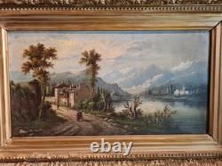 Tableau XIXéme par A. Rueff. Ec. Française Huile sur panneau' 22cm x 41cm