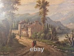 Tableau XIXéme par A. Rueff. Ec. Française Huile sur panneau' 22cm x 41cm