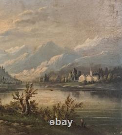 Tableau XIXéme par A. Rueff. Ec. Française Huile sur panneau' 22cm x 41cm