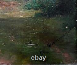 Tableau ancien 19e Barbizon Paysage huile signée Desmarquais Landscape Oil 1850