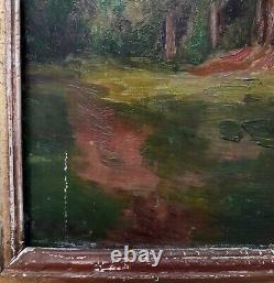 Tableau ancien 19e Barbizon Paysage huile signée Desmarquais Landscape Oil 1850
