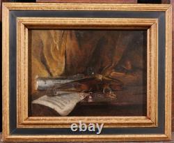 Tableau ancien Emile Boulard violon instrument musique impressionnisme