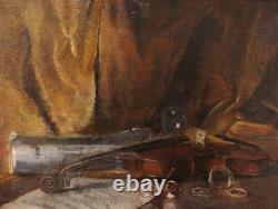Tableau ancien Emile Boulard violon instrument musique impressionnisme