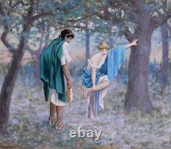 Tableau ancien Henri Delavelle Rome Antiquité grecque illustration couple