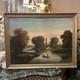 Tableau Ancien Huile Sur Toile Xixe Sc&egrave;ne P&ecirc;che Cadre Bois Dor&eacute; D&eacute;coration