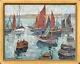 Tableau Ancien, Marcel Parturier 1901-1975. Chalutier En Bretagne