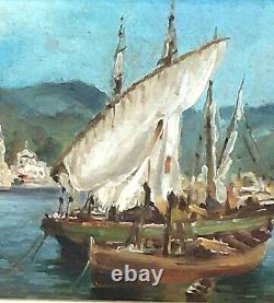 Tableau ancien Marine huile sur bois att. À Carlo Garino (1864-1944)