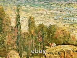 Tableau ancien Paul Flaubert (1928-1994) Ramassage du foin HSP Signée