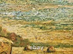 Tableau ancien Paul Flaubert (1928-1994) Ramassage du foin HSP Signée