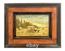 Tableau ancien Paul Flaubert (1928-1994) Ramassage du foin HSP Signée