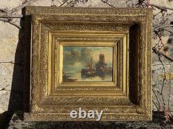 Tableau ancien XIXe Huile sur panneau Cadre victorien Biggs & Sons London