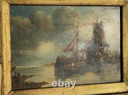 Tableau ancien XIXe Huile sur panneau Cadre victorien Biggs & Sons London