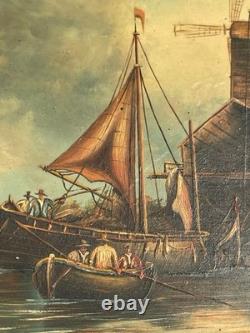 Tableau ancien XIXe Huile sur panneau Cadre victorien Biggs & Sons London