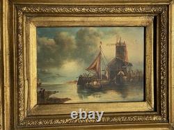 Tableau ancien XIXe Huile sur panneau Cadre victorien Biggs & Sons London Tableau ancien XIXe Huile sur panneau Cadre victorien Biggs & Sons London