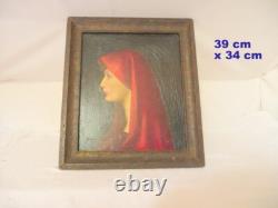 Tableau ancien XIXème Huile Sur Bois Portrait de femme Fabiola, Signé