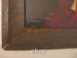 Tableau ancien XIXème Huile Sur Bois Portrait de femme Fabiola, Signé