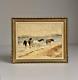Tableau Ancien Hsb Paysage Chevaux Camargue Scène Animée Circky André Poirson