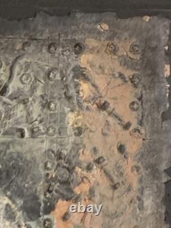 Tableau ancien huile composition mixte sculpture boulons femme mélancolie signé