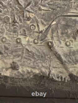 Tableau ancien huile composition mixte sculpture boulons femme mélancolie signé