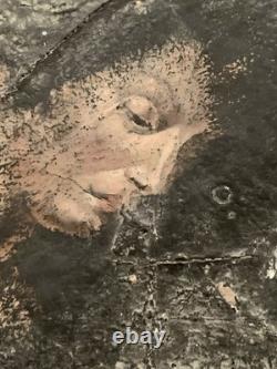 Tableau ancien huile composition mixte sculpture portrait femme mélancolie