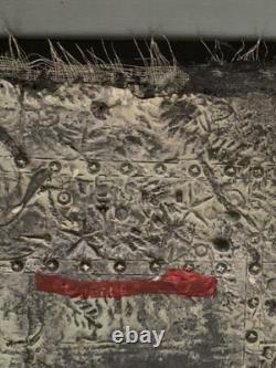 Tableau ancien huile composition mixte sculpture portrait femme mélancolie