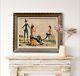 Tableau Ancien Huile Double Face Paysage Chevaux Marine Scène De Genre Singe Sig