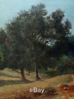 Tableau ancien huile sur bois paysage Alger Algérie 1897 J. F. BOUVAGNET XIXème