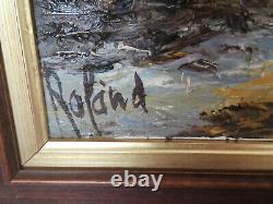 Tableau ancien huile sur toile signé 58x50 paysage d'automne sous bois
