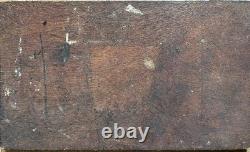 Tableau ancien paysage avec chateau initiales LL Symbolisme