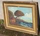Tableau Ancien Signé. Paysage Marin. Peinture Huile Sur Panneau De Bois
