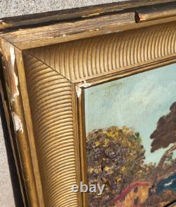 Tableau ancien signé. Paysage Marin. Peinture huile sur panneau de bois