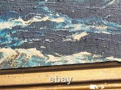 Tableau ancien signé. Paysage Marin. Peinture huile sur panneau de bois
