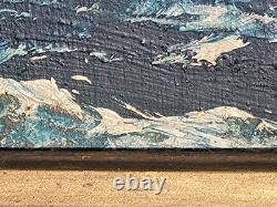Tableau ancien signé. Paysage Marin. Peinture huile sur panneau de bois