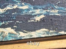 Tableau ancien signé. Paysage Marin. Peinture huile sur panneau de bois