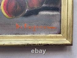 Tableau ancien signé, nature morte, huile sur panneau, peinture, XXe